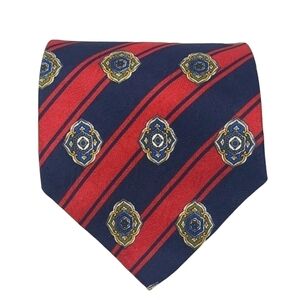 Oscar de la Renta | Men's Navy and Red Mixed Patterned Silk Tie (One Size)